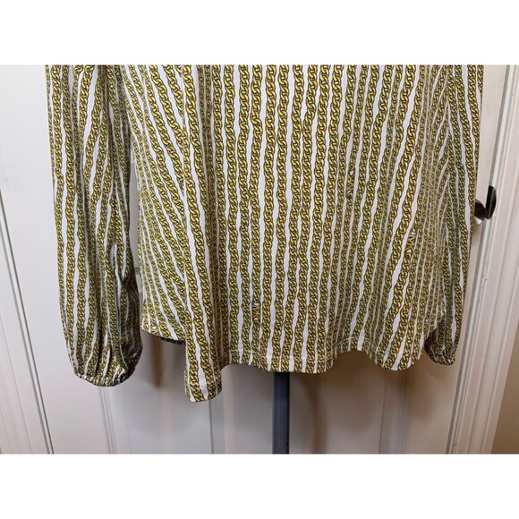 Michael Kors White & Gold Chain Print Top W/ Chain Neck $125, Size S, NWT! - Picture 3 of 10